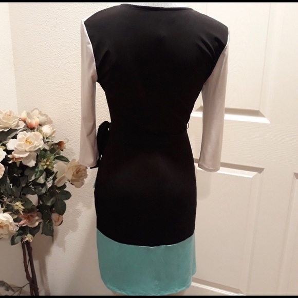 Colorblock Wrap Dress - Picture 4 of 6